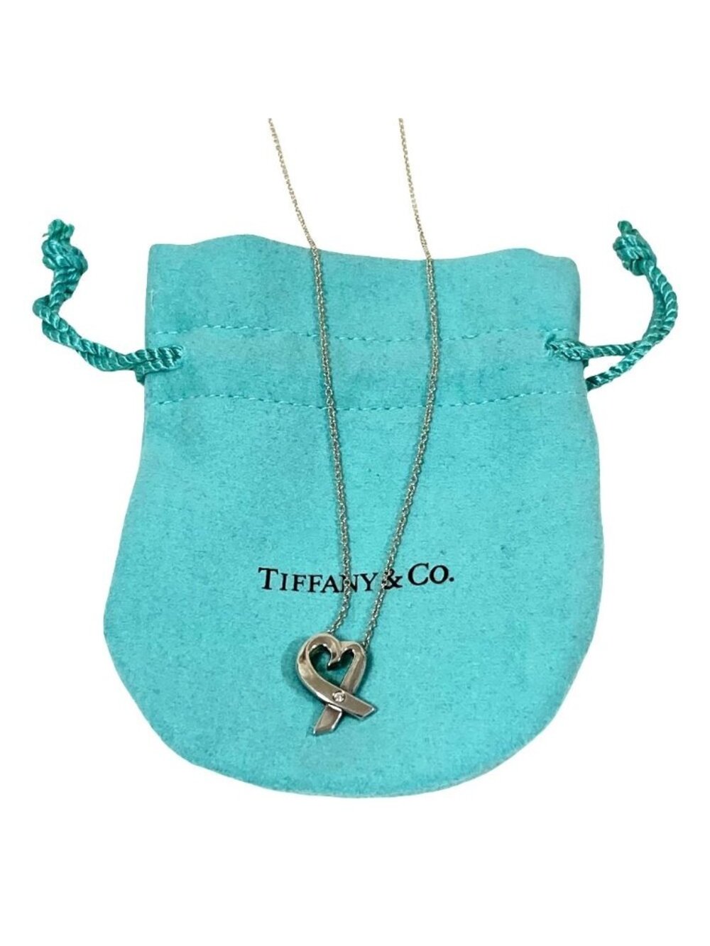 Tiffany & Co Loving Heart Diamond Necklace 925 Sterling Silver